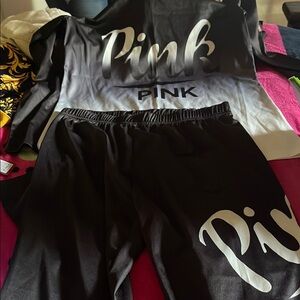 Pink Kids Pajamas Set - Black and White